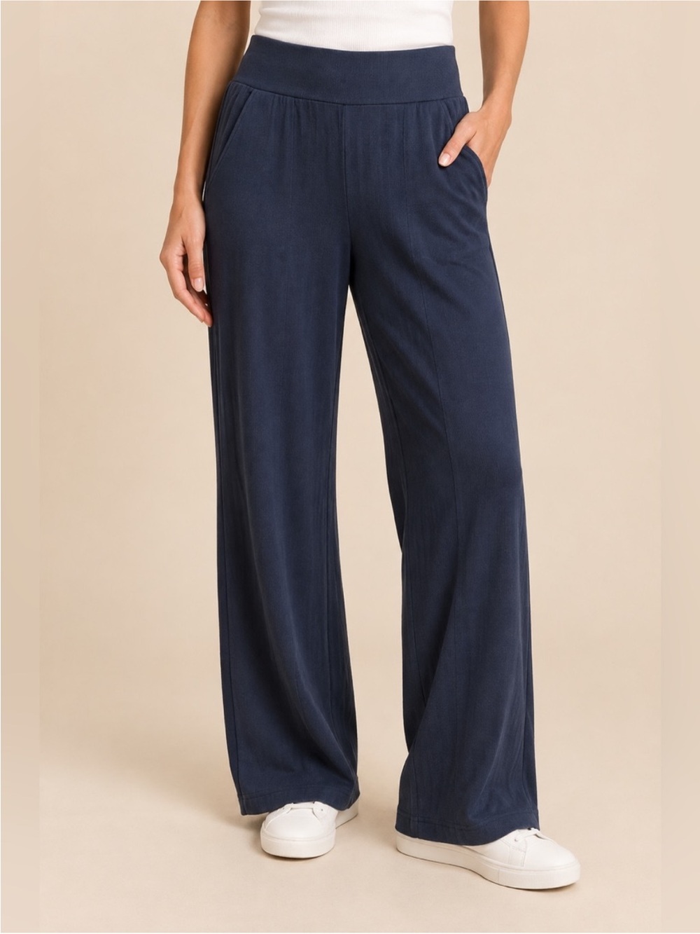 Cute Pact 100% Organic Cotton Wide Leg Lounge Pants Navy Sz Small Super Soft